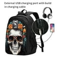 thumbnail image 2 of Balery Flower Horn Skull A Mochila con carga USB para hombre y mujer - Mochila impermeable y antirrobo para portátil con puerto USB para viajes, trabajo, estudios y universidad, 2 of 7