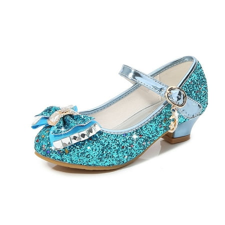 

Girls Dress Wedding Party Shoes With Bowknot Decor Glitter Sequins Mary Jane Princess Shoes For Toddler Kids Children