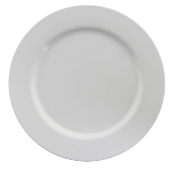 HUBERT® Dinner Plate with Wide Rim White Melamine - 10 1/2 Dia 12 Per Case