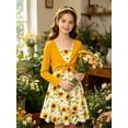 thumbnail image 4 of Lanbubble Girls Dresses Adjustable Strap Print Cami Dress With Cardigan 2 Piece Set Sunflower Dress For Girls 7-14T, 4 of 8