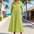 thumbnail image 2 of Women's Pocketed Long Cardigan Casual Dress With Short Sleeve Shirt Dress Green XXL, 2 of 4