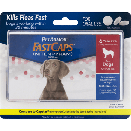 PetArmor FastCaps (Nitenpyram) Oral Flea Tablets for Medium and Large Dogs (Over 25 Pounds), 6 Tablets