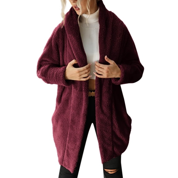 Vedolay Winter Long Coats for Women 2023 Hooded Coats Warm Cardigan Jackets Loose Outwear A,S