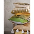 thumbnail image 5 of Creative Co-Op Cotton Pillow with Palm Frond Pattern & Tassels, Green & Natural ©, 5 of 12