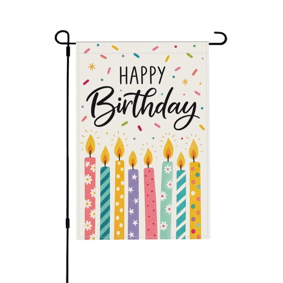 Garden Flag Birthday Candles Design Outdoor Decor 12x18 Inch Weather Resistant