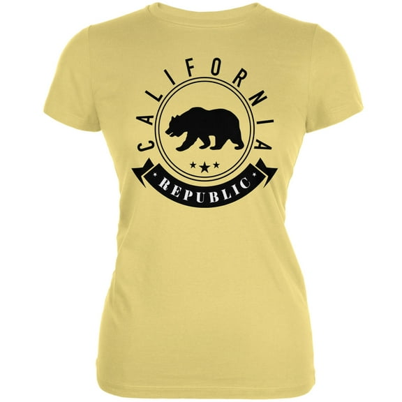 California Republic Banner Yellow Juniors Soft T-Shirt - X-Large