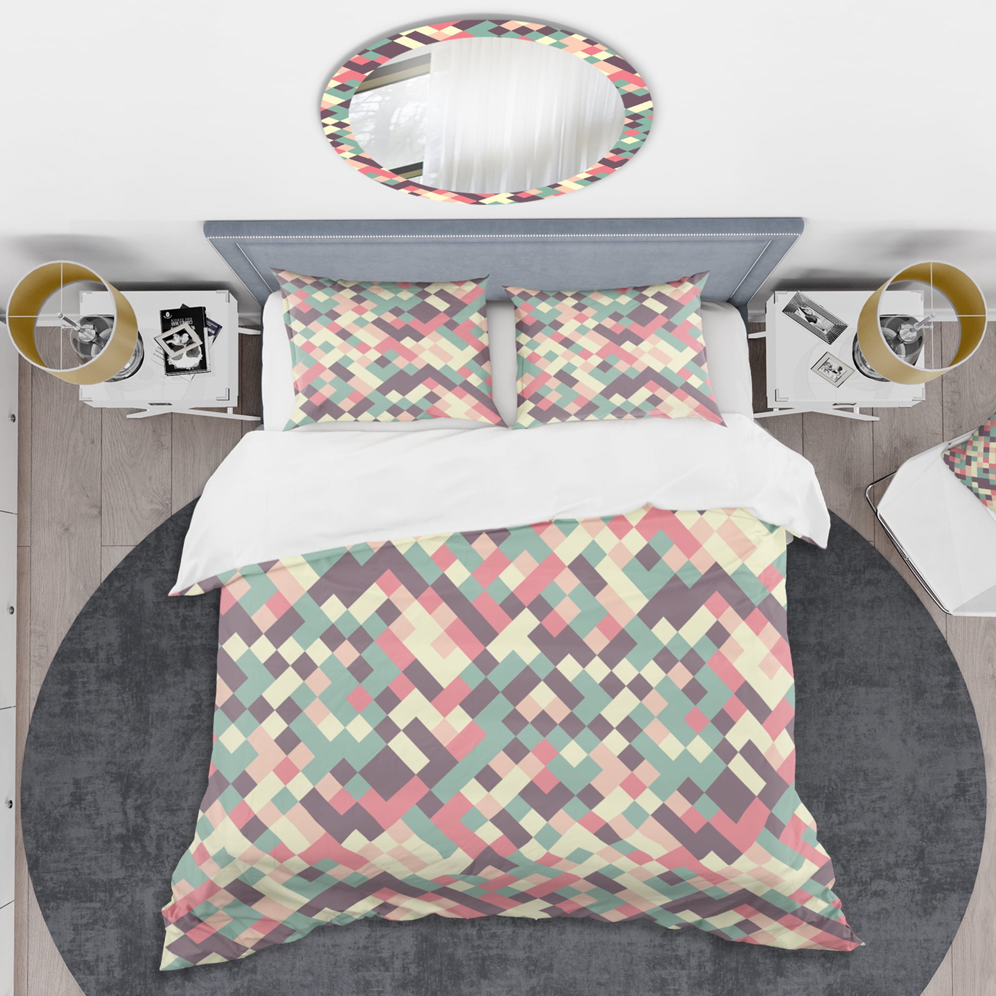 Designart 'Retro Square Design IV' Mid-Century Modern Duvet Cover Set