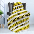 thumbnail image 4 of Yellow Soft Flannel Fleece Throw Blanket, Cautionary Tapes Arrangement Danger Warning Expressing Banners Security Theme, Cozy Plush for Indoor and Outdoor Use, 50" x 70", Black Yellow, by Ambesonne, 4 of 5