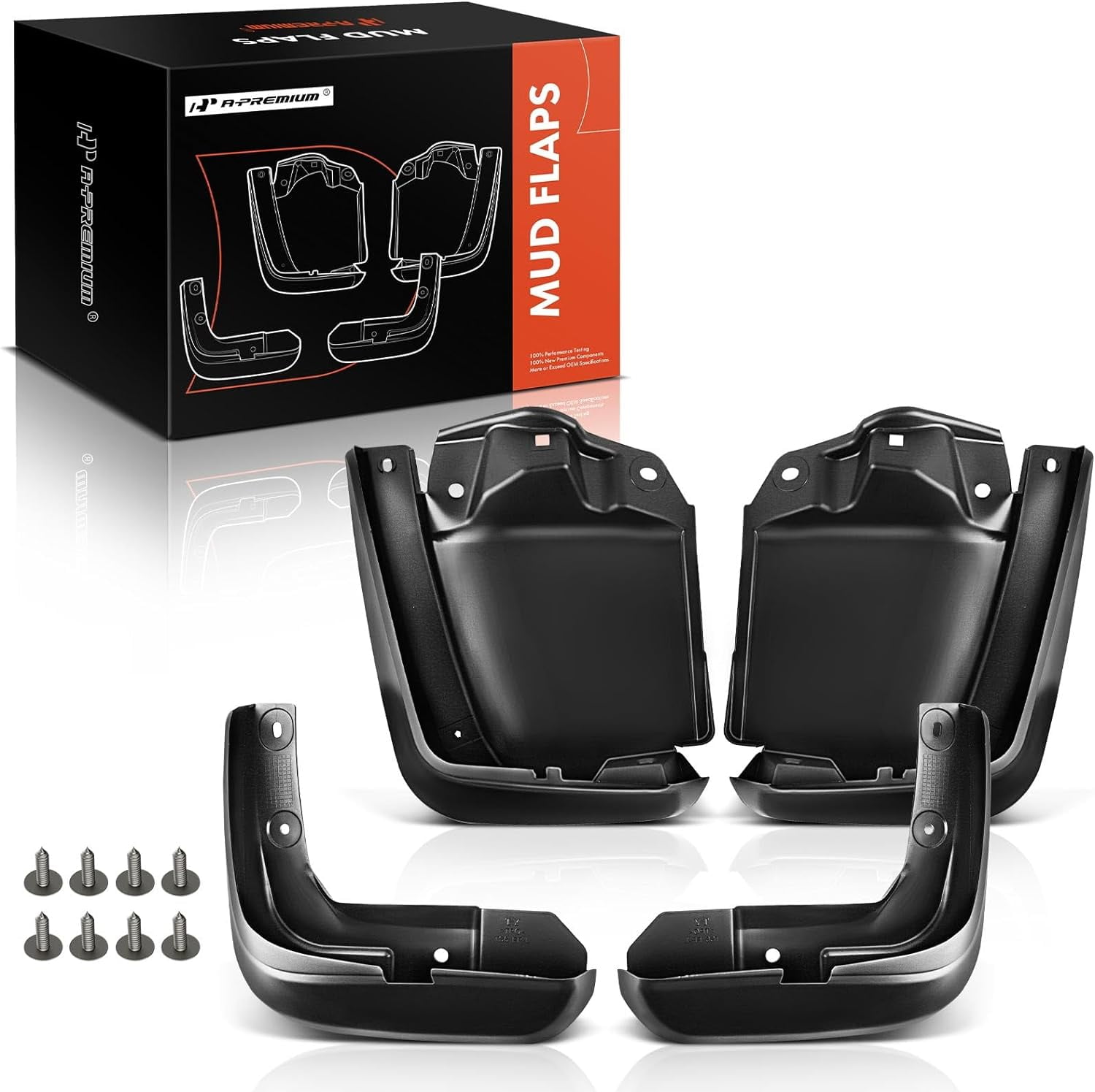 ECOTRIC Heavy Duty Mud Flaps For 2015-2023 Dodge Challenger - 4Pcs Front & Rear Set, Textured Black, Direct Replacement