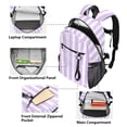 thumbnail image 5 of JIALIOU 14" Laptop Backpack Waterproof Airline Approved Stylish Casual Daypack for Travel Business College Work, Pale Violet and White Striped, 5 of 8