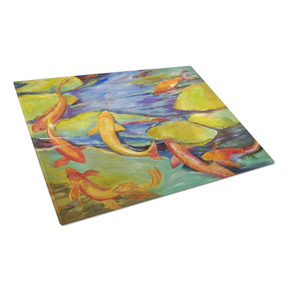 Carolines Treasures JMK1115LCB Koi Glass Cutting Board Large, 12H x 16W, multicolor