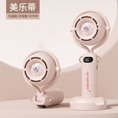 

Handheld Fan Sanrio Kawaii Outdoor Portable Small Fan Kuromi Pochacco Cinnamoroll Small Desktop Hanging Neck Fan Exquisite Gifts