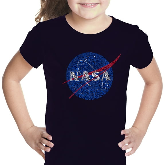 LA Pop Art Girl's Word Art T-shirt - NASA's Most Notable Missions