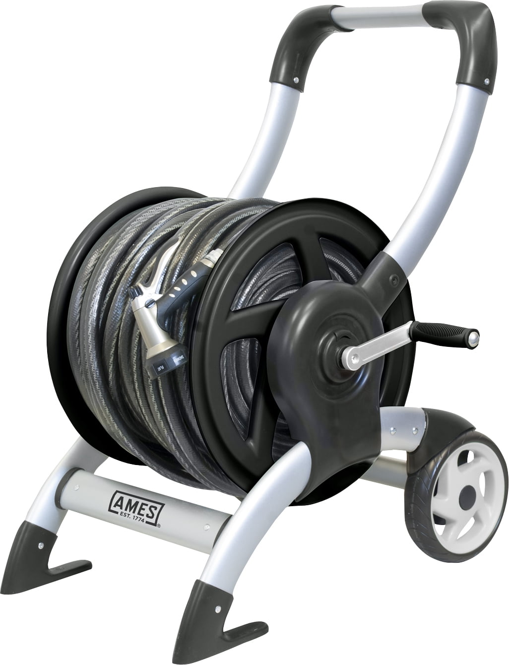 The Ames Company PAluminum Hose Reel Cart Silver 200 Ft