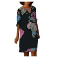 thumbnail image 2 of FcBaudy Robe à Manches Courtes à Col en V Longueur Genou, Robes d'Été pour Femmes, Robes pour Femmes Robe d'Été Imprimée Décontractée à Col en V pour Dames Robe de Plage à Manches Courtes Robe pour Femme, 2 of 6