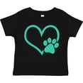 thumbnail image 3 of Inktastic Teal Heart with Paw Print Boys or Girls Toddler T-Shirt, 3 of 5