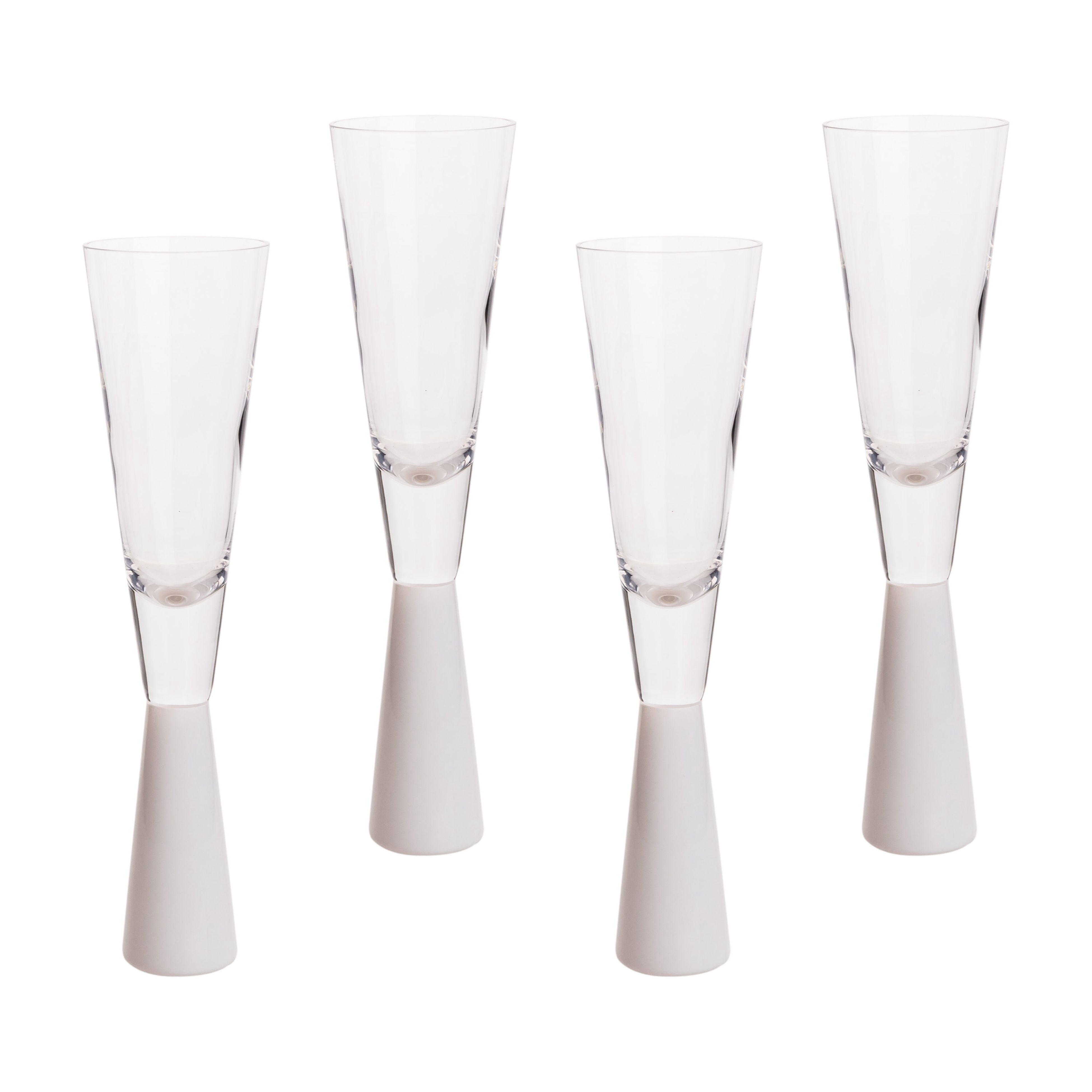 Flute White Champagne Glasses - Set of 4