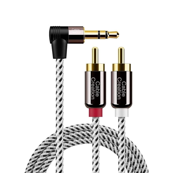 Unbranded 3.5mm to RCA Cable, Angle 3.5mm Male to 2RCA Male Auxiliary Stereo Audio Y Splitter Gold-Plated for Smartphones, MP3, Tablets, Speakers,Home Theater,HDTV,1.6FT/0.5M