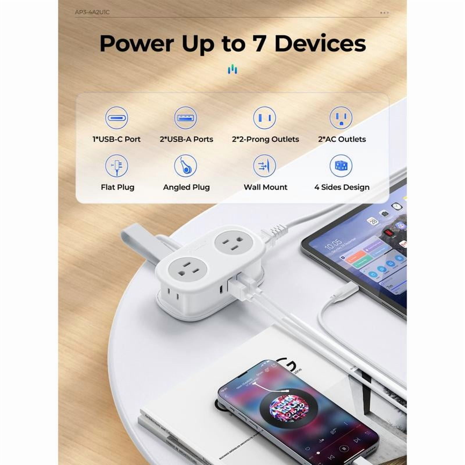 Travel Power Strip, ORICO 4 Outlets 3 USB Ports (1 USB C) with 4FT Wrapped Short Extension Cord Small Power Strip, Compact for Hotel Travel Essentials Cruise Approved