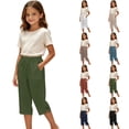 thumbnail image 6 of Liyamei Girls Beach Casual Pants with Solid Color Capri Style for Summer Comfort Size 5-14 Years, 6 of 7