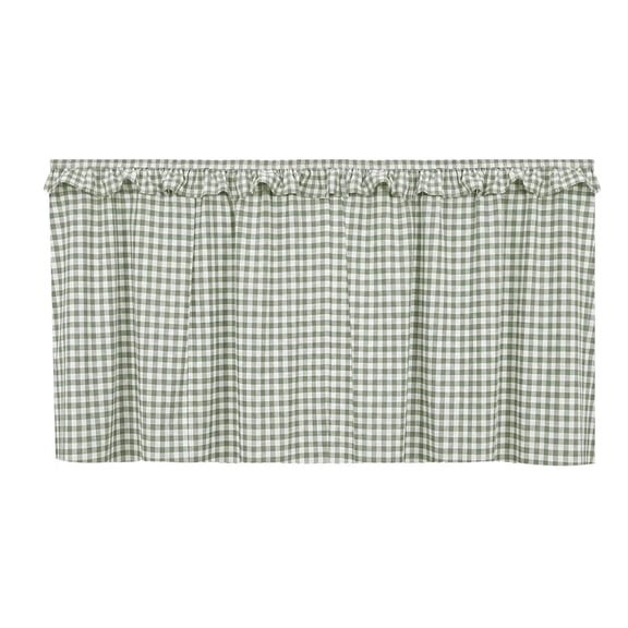 Gingham Check Short Curtain - Ruffled Rod Pocket Polyester Cafe Curtain for Kitchen Window