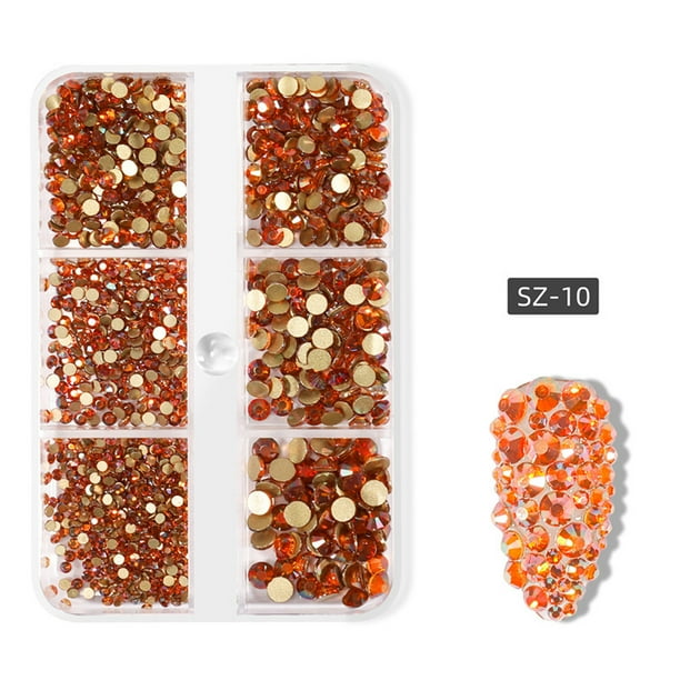 Uñas postizas, uñas postizas, regalos para mujeres, decoración de uñas en caja, joyas de diamantes de imitación, diamantes de imitación planos, joyas de uñas con luz celestial, diamantes de imitación