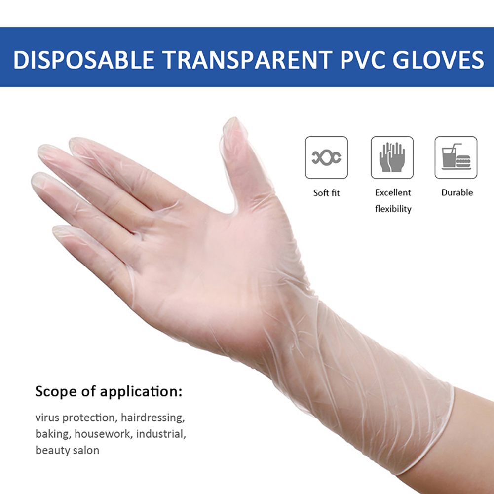 Disposable PVC Non-Slip Removable Food-Grade Inspection Protective Gloves 50pc