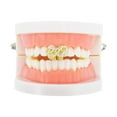 thumbnail image 2 of Unique Bargains 1 Pc Fake Grills Hip Hop Double Heart Rhinestone Teeth Grillz Gold Tone, 2 of 6
