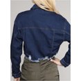 thumbnail image 3 of A2Y Women's Cropped Long Sleeve Button Down Denim Jackets Dark Wash S, 3 of 3