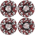 thumbnail image 2 of Shower Caps,Red Skull Rose Pattern Waterproof Shower Cap for Women 4 Pieces,Double Reusable Hair Cover for Shower PEVA Elastic Stretch Hem, 2 of 7
