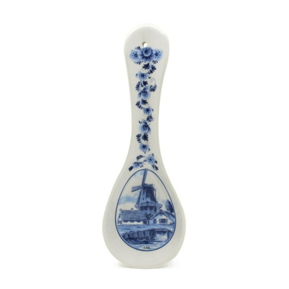 Dutch Gift Outlet Delft Blue Motif Windmill 10" Ceramic Spoon Rest
