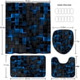 thumbnail image 3 of 4Pcs Blue Shower Curtain Set 3D Cubes Bathroom Sets Modern Shower Curtain Set for Bathroom Sets with Rugs Black and Blue Shower Curtain with 12 Hooks, 3 of 6