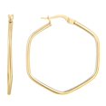 thumbnail image 2 of JewelStop 14K Yellow Gold Rounded Edges Hexagon Hoop Earrings with Polished Finish and Hinged Clasp for Women - 1.1gr, 2 of 7