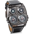 thumbnail image 4 of Reloj con brújula, reloj de cuarzo deportivo militar de doble zona horaria para hombres, negro con termómetro de brújula decorativo Excelente Rendimiento, 4 of 5