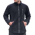 thumbnail image 2 of Men Polar Fleece Jacket Stand-Up Collar Long Sleeve Zipper Fly Coat with Pockets Solid Color Loose Fit Winter Outwear, 2 of 8