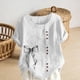 thumbnail image 5 of Xuyuer Women's Casual Linen Round Neck Printed Short Sleeve Button Blouse, Breathable Summer Top for Vacation Wear, Market Days and Relaxed Boho Style, 5 of 5