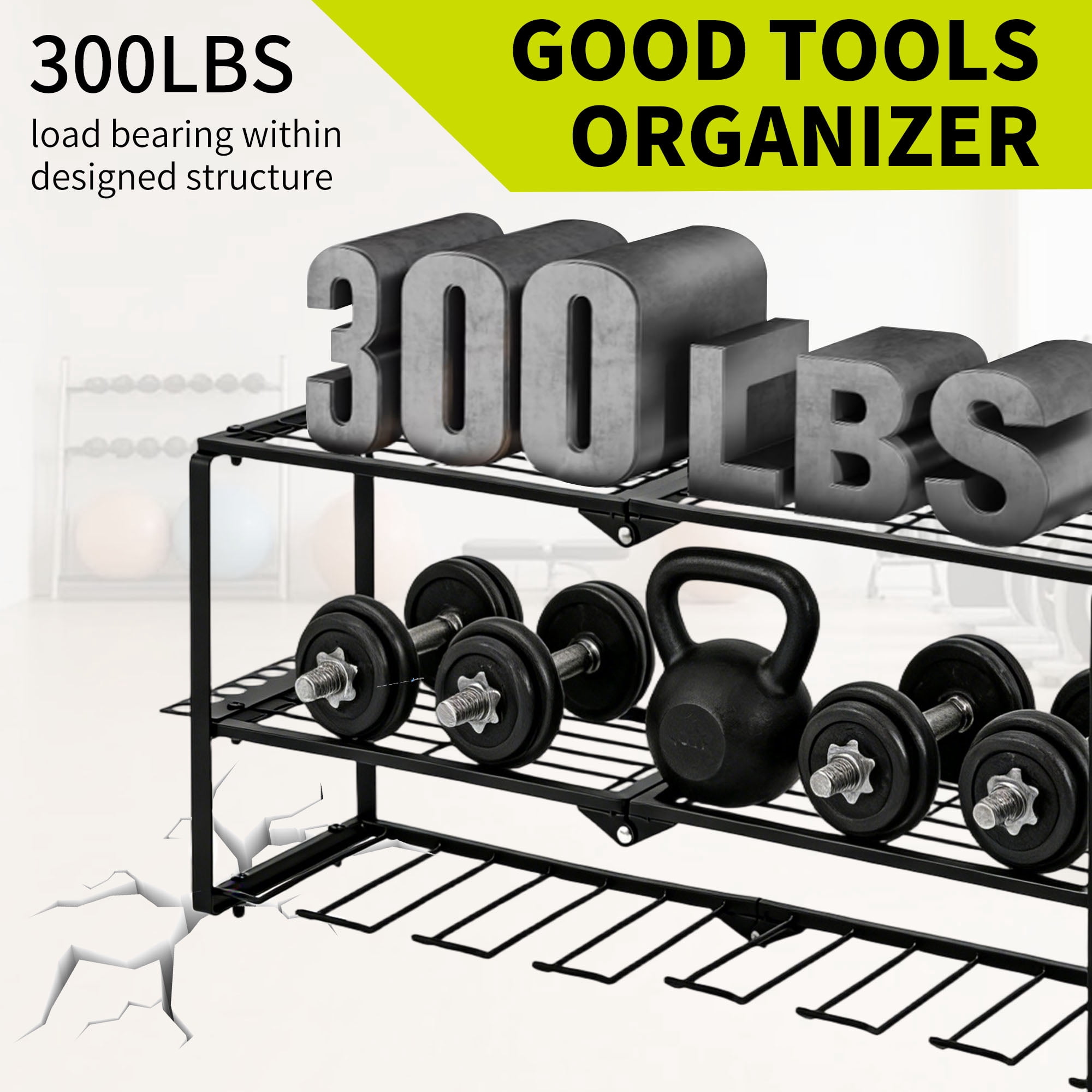 Ukmk Power Tool Organizer Wall Mount, 3-Tier Heavy Duty Storage Rack with 7 Drill Slots for Garage Workshop Organization