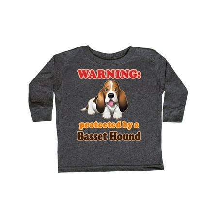 

Inktastic Protected by a Basset Hound Funny Dog Gift Toddler Boy or Toddler Girl Long Sleeve T-Shirt