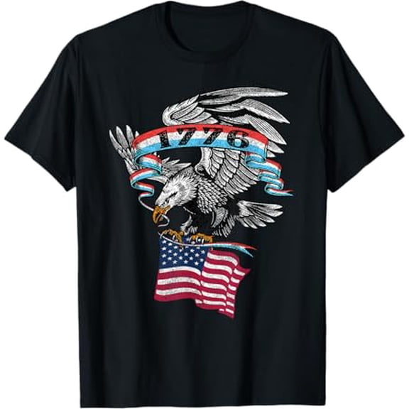 1776 American Flag USA Eagle Vintage Graphic T-Shirt