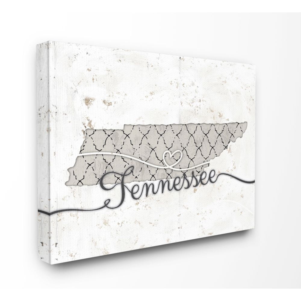 Stupell Industries Tennessee Patterned Grey US State Design Canvas Wall Art by Ziwei Li