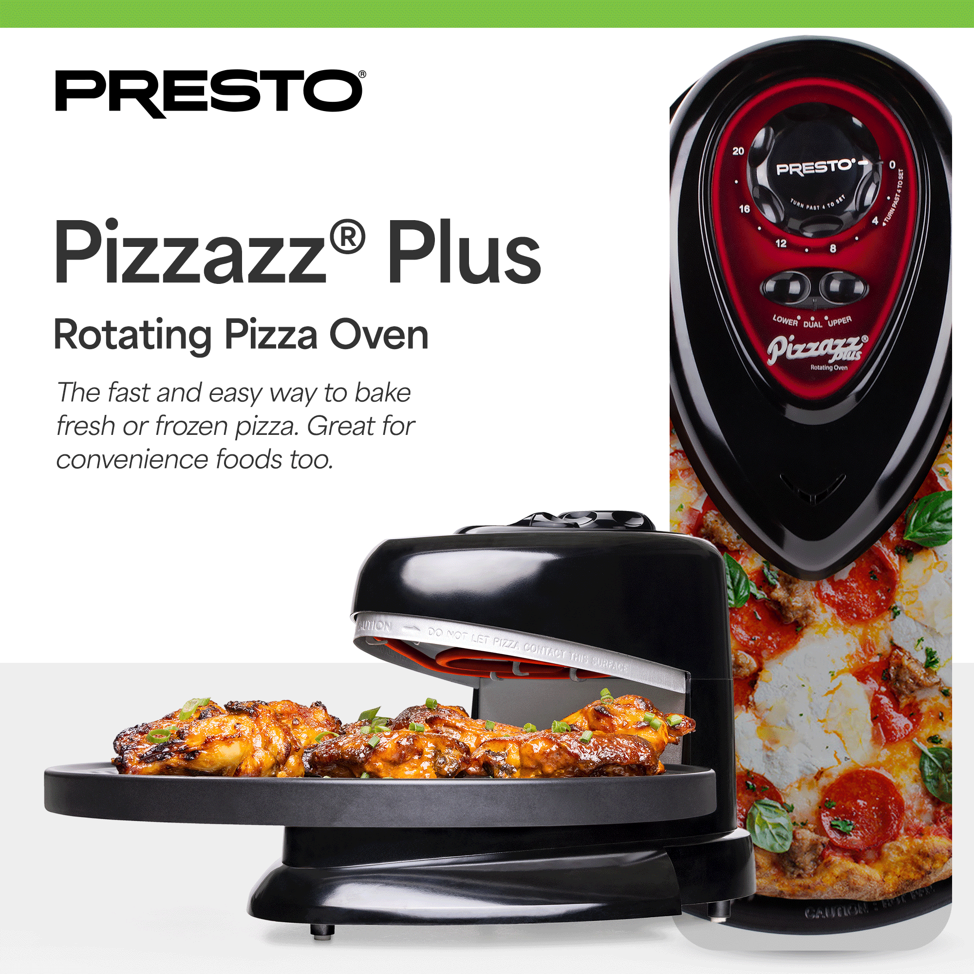 Presto Pizzazz Plus Rotating Pizza Oven, Bake 7-12