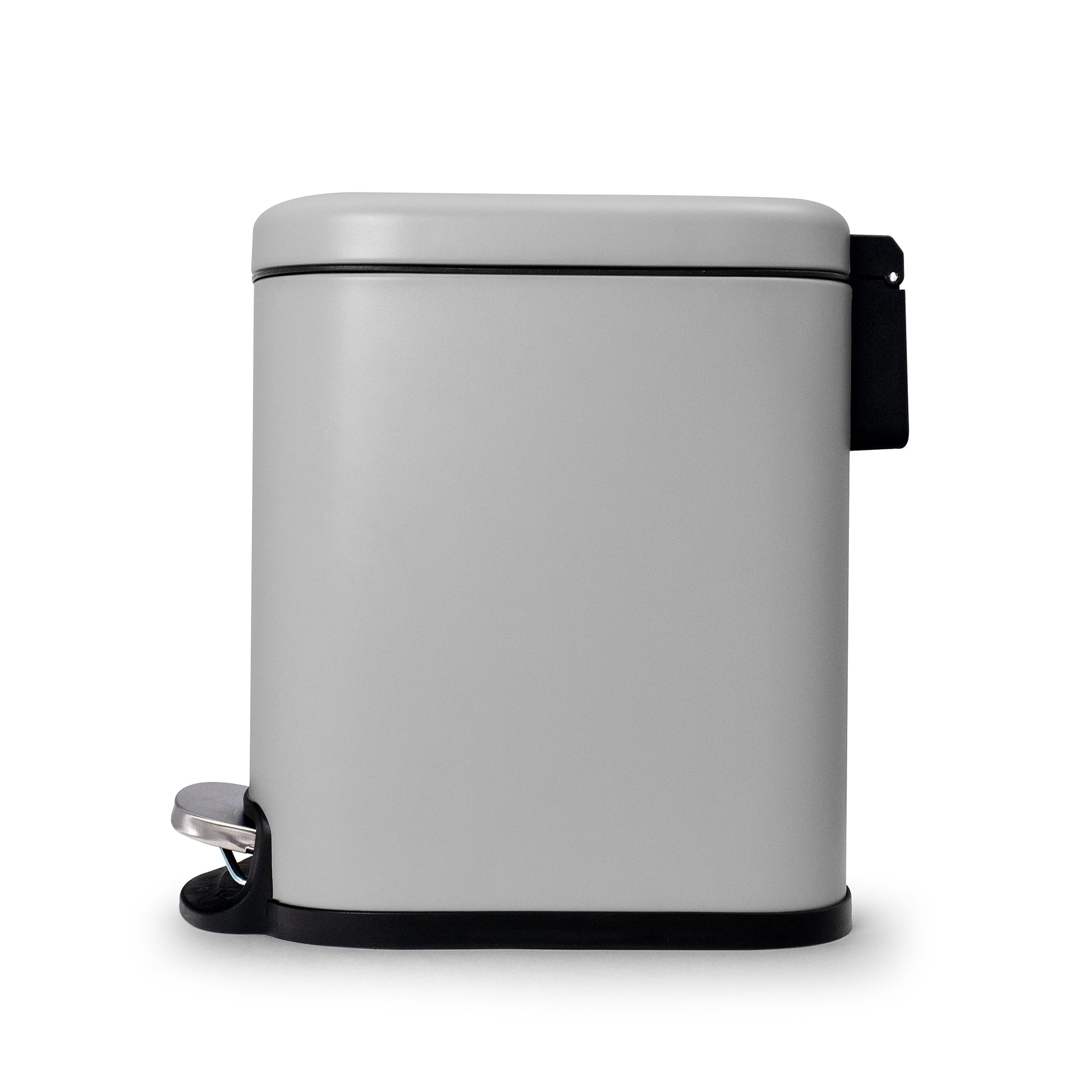 Acento Linea Slim Rectangular Step Trash Can, 1.3 Gallon Bathroom Waste Bin with Soft-Close Lid and Removable Inner Bucket, Matte Gray