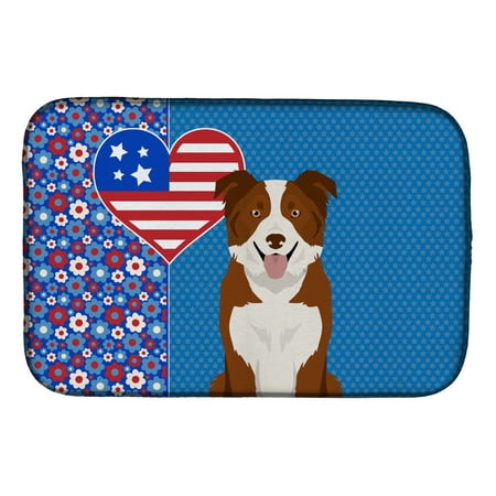 

Red and White Border Collie USA American Dish Drying Mat 14 in x 21 in