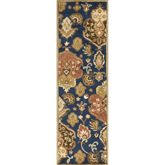 27" X 90" X 0.'5" Navy Wool Rug