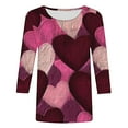 thumbnail image 6 of Feancey Womens Heart Print Top Dressy Casual 3/4 Sleeve Crewneck T-Shirts Soft Cute Valentines Day Shirts for Teen Girls Spring Summer Loose Work Blouse Prime Sales Multicolor XXL, 6 of 6