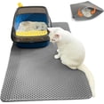 thumbnail image 1 of Cat Litter Mat Large, 90x60 cm Double Layer Litter Trapping Mat, EVA Waterproof Urine Proof Non-Slip Cat Litter Box Mat, Scatter Control, Less Waste，Easier to Clean,Washable (Gray), 1 of 7