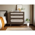 thumbnail image 3 of Modern Rattan 3 Drawer Dresser – Walnut Chest of Drawers with Wooden Handles & Legs – Large Storage Cabinet – Anti-Tip Kit – Bedside Table Accent for Living Room, Hallway, Entryway – Dark Wood, 3 of 8