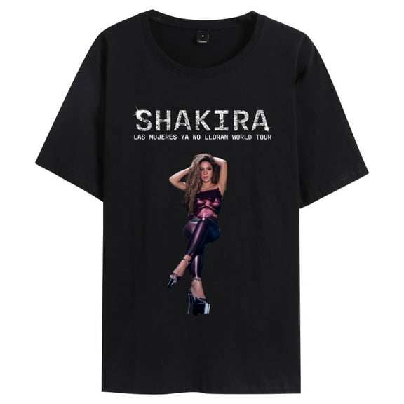 Fosskos Shakira Las Mujeres Ya No Lloran T-Shirts Walk The Line World Tour T-Shirt Unisex Short Sleeve Round Neck Tee Streetwear