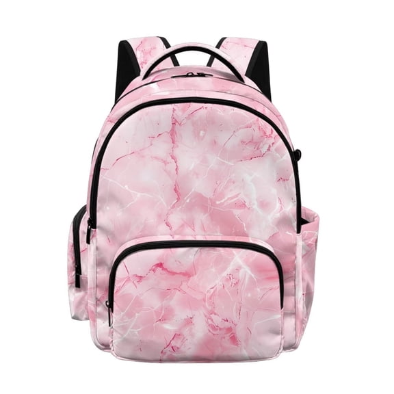 Xixirimido Pink Marble Print 17" Kids Backpack for Girls Large School Bags for Middle/High School Students Multi-pocket Book Bag for Elementary