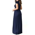 thumbnail image 3 of Plus Size Dress for Women Clearance Women Summer Short Sleeve Soild Loose Pockets Long Dress Navy 10(XL), 3 of 4